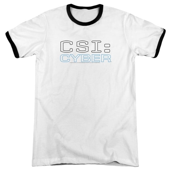 Csi: Cyber Logo Adult Ringer White Black