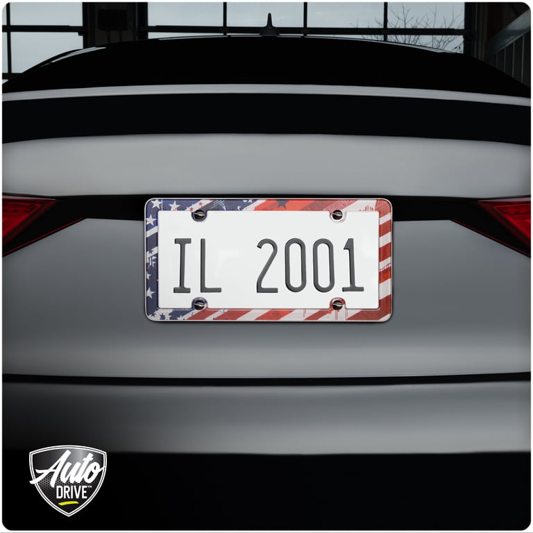 Auto Drive USA Flag Metal License Plate Frame photo 5