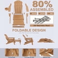 thumbnail image 7 of OMNIBERG Outdoor Folding Adirondack Chair with Retractable Ottoman, All Weather Wood Grain Texture Outdoor Patio Chairs with Cup Holder and 3-Position Adjustable Backrest, Teak, 7 of 7