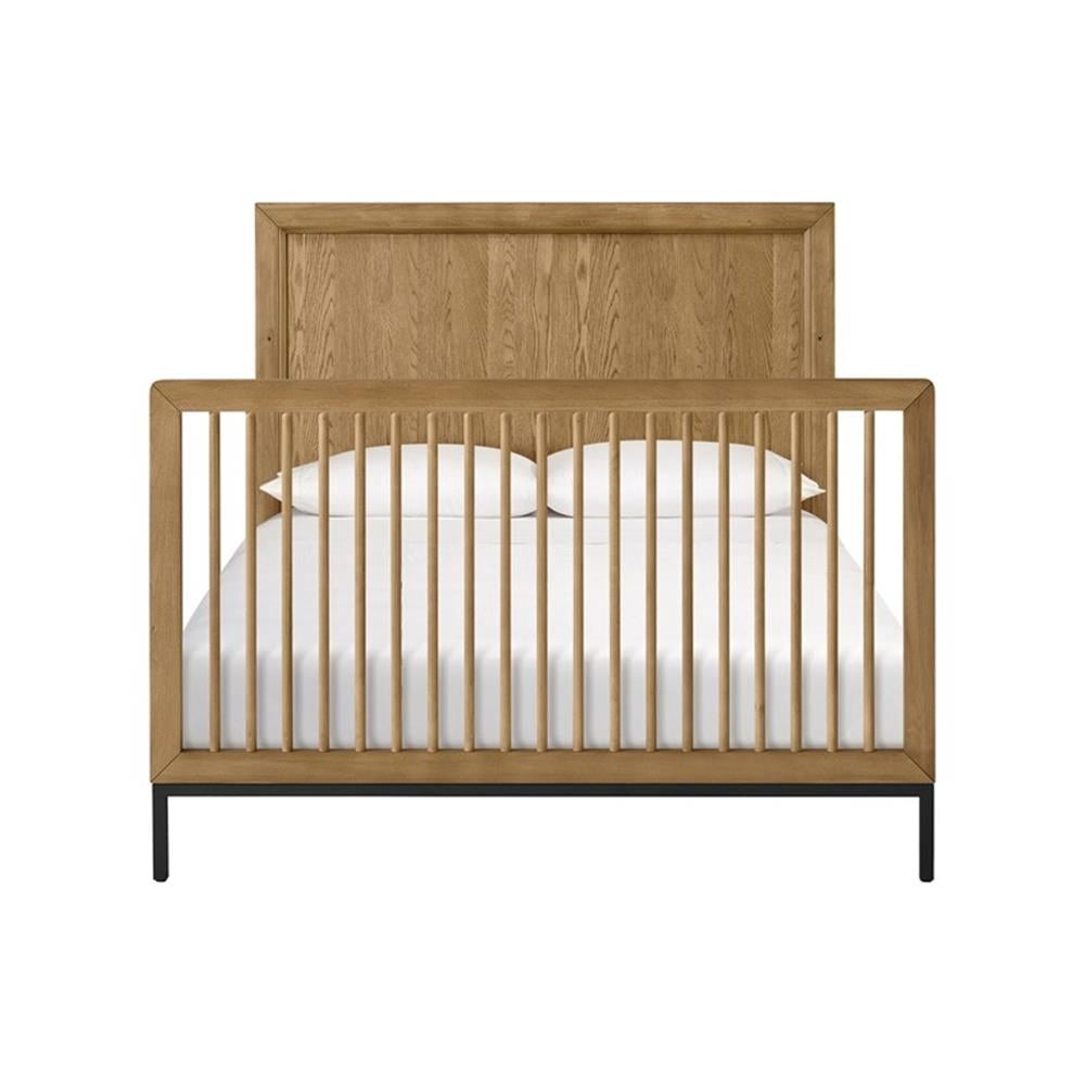 Pemberly Row Wood Contemporary Full Bed Rails in Natural Finish