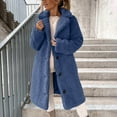 thumbnail image 2 of Atogsazn Womens Fuzzy Winter Coat Fleece Long Sleeve Thick Warm Jacket Button Down Tops Outerwear Clothing Outfit 01-Blue XXL Fashion, 2 of 8