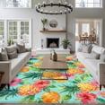thumbnail image 4 of Pineapple Lemon Washable Living Room Rugs 5'x7', Watercolor Summer Fruits Floral Teal Low Pile Throw Large Area Rugs Non-Slip Sturdy Edge Binding Carpet for Dining Room Bedside Kitchen, 4 of 9