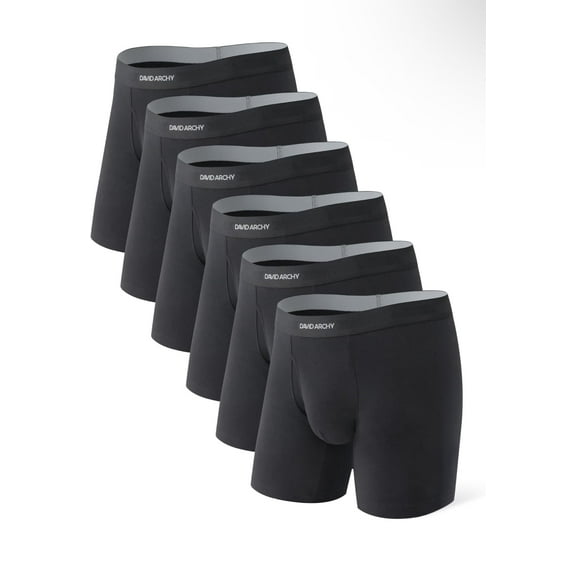 DAVID ARCHY Mens Underwear Cotton Moisture Wicking Comfortable Soft and Breathable Boxer Briefs for Men 6 Pack