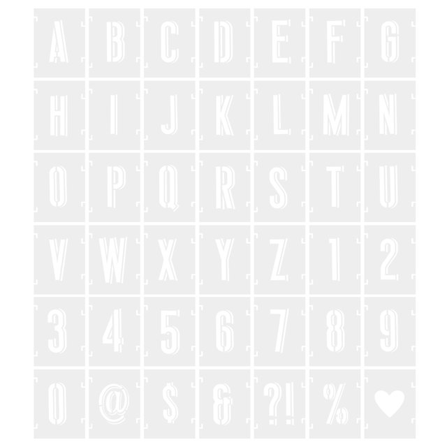 Unique Bargains 2 Inch Letter Number Stencils 2' Width Reusable Alphabet Numbers Symbol Templates Set Shadow, White 42 Pack