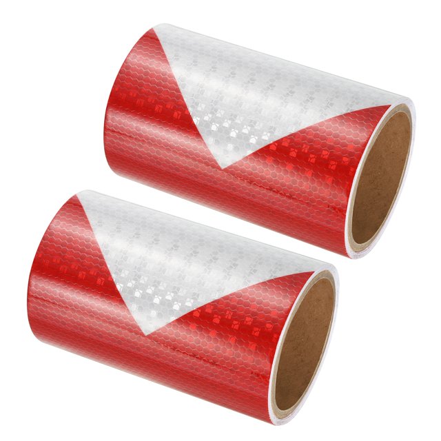 Unique Bargains Ruban Réfléchissant, 2 Rouleaux 6 Pieds x 10 Pieds Ruban de Sécurité Imperméable pour Remorques, Rouge Blanc