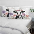 thumbnail image 4 of Flowers Cow Queen Size Pillow Cover, Pillowcase Protectors with Zipper, Breathable Decorative Throw Pillow Case Cover, Spring Botanical Floral Plants Butterfly Pillow Shams for Couch Sofa 20x30Inch, 4 of 8