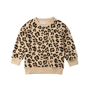 Gueuusu Baby Leopard Print Sweatshirts Long Sleeve Fashion Pullover Clothes