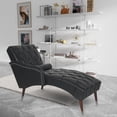thumbnail image 2 of S-HOME Chaise Lounge Arm Chair in Classic PU Leather with Tufted Back and Pillow, for Living Room or Bedroom , Black, 2 of 12