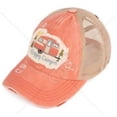 thumbnail image 3 of C.C Ponycap Messy High Bun Ponytail Adjustable Mesh Trucker Baseball Cap Hat, Criss Cross Patch Happy Camper, Coral, 3 of 3