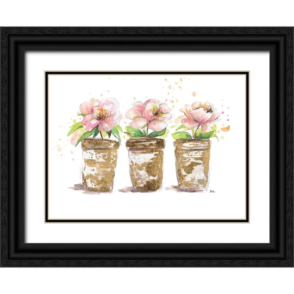 Pinto, Patricia 14x11 Black Ornate Wood Framed with Double Matting Museum Art Print Titled - Three Pots