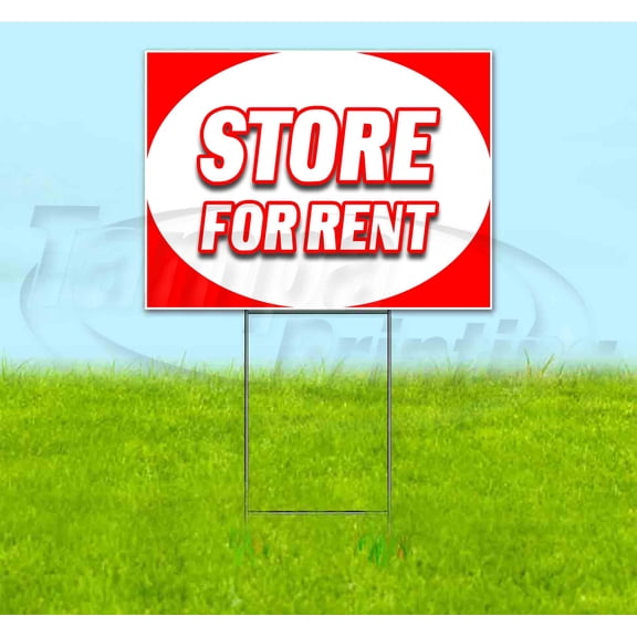 Store For Rent (18" x 24") Yard Sign, Includes Metal Step Stake