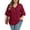 Wine Red, variant on Gleelist Womens Plus Size Tops 3/4 Ruffle Layered Sleeve V Neck Pleated Tee Shirts Basic Loose Fit Soft Summer Tunic Blouse 1X-5X