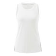 thumbnail image 6 of Womens Sleeveless Active Tank Tops O Neck Ruffle Loose Tunic Blouse Long Solid Color Shirt White,XL, 6 of 6