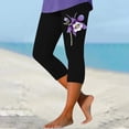 thumbnail image 2 of Jxximdong Leggings for Women Women's Fashion Casual Floral Print High Waist Elastic Capri Pants Leggings Black S Yoga Pants, 2 of 4