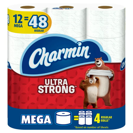 Charmin Ultra Strong Toilet Paper, 12 Mega Rolls=48 Regular