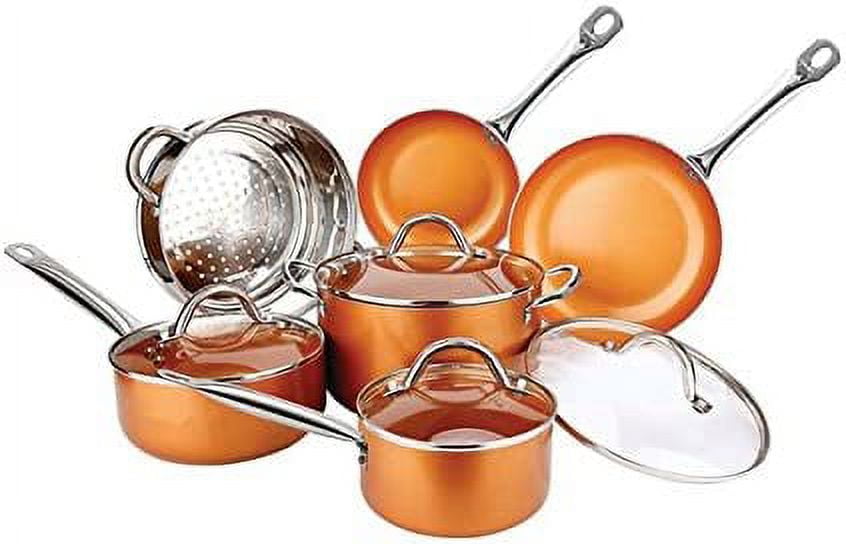NutriChef Kitchenware Pots and Pans Luxury Kitchen Cookware Set, 3 Layers  Copper Non-Stick Coating Inside NCCWALN14.5 - The Home Depot