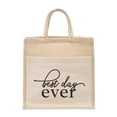 thumbnail image 4 of Weddingstar Medium Reusable Woven Jute Tote Bag With Pocket - Best Day Ever, 4 of 6