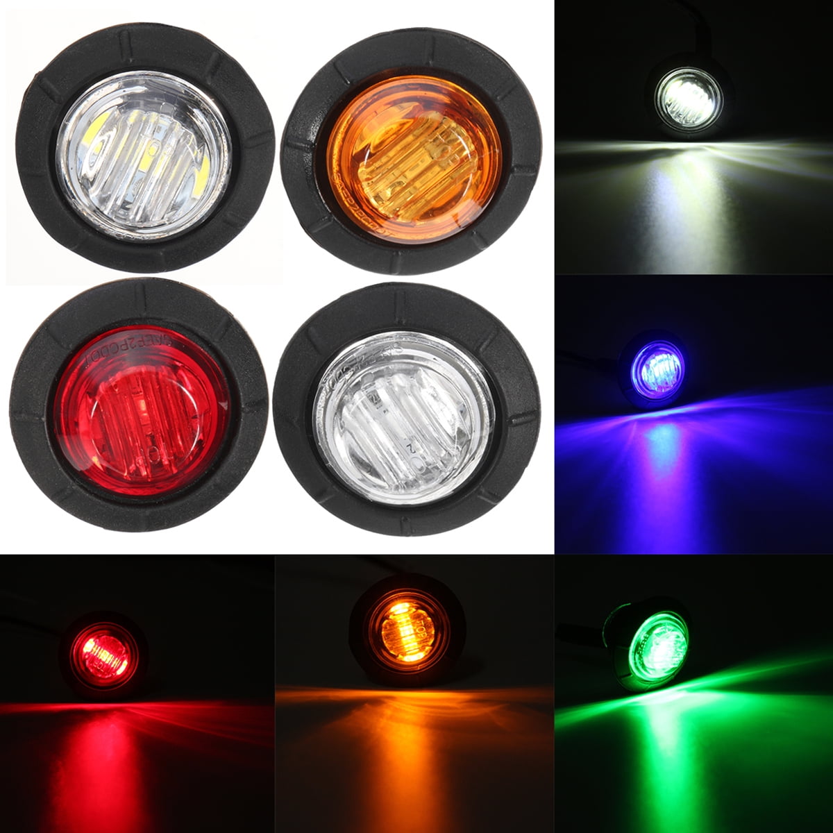 10 x 12V/24V RED SMALL ROUND LED BUTTON REAR MARKER LAMPS/LIGHTS UNIVERSAL TRUCK