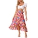 thumbnail image 2 of Falda Tropical Floral Print con Volantes para Mujeres INSPIRE CHIC, con Nudo Autoadhesivo, Falda de Playa Hawaiana, Rosa Fucsia XS, 2 of 6