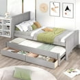 thumbnail image 2 of Euroco Twin Size Platform Bed with Trundle and Drawers, Gray, 2 of 9