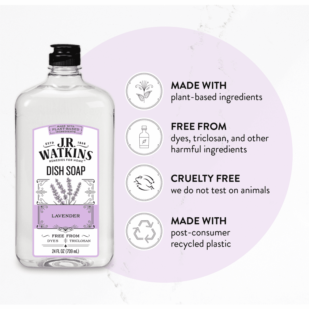 J.R. Watkins Liquid Dish Soap, Lavender, 24 Oz