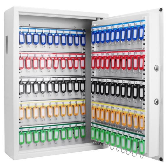 100 Keys Key Cabinet Digital Keypad Wall Safe White