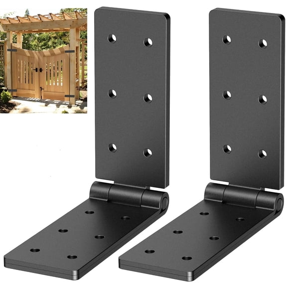 Heavy Duty Gate Hinges, Folding Butt Hinges, 270° Adjustable Fold-Flat Hinges with Electroplating, Black Door Hinges for Backyard Wood Gates and Fence, 2 Pcs, Topboutique