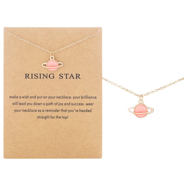 Starry Sky Series Gota de aceite Saturno Globo Colgante Collar para Mujer Chica