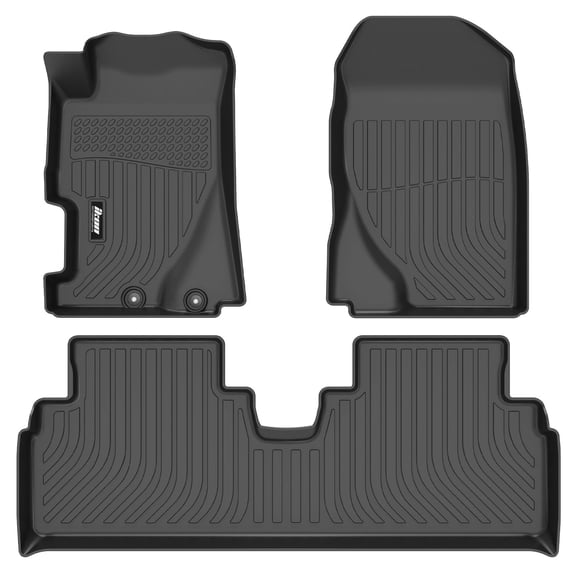Ikon Motorsports 3D Molded TPE Floor Mats Fits 2001-2005 Honda Civic Sedan 4DR, Black Waterproof Non-Slip Floor Liners, Front 2nd Row Carpets 3PCS