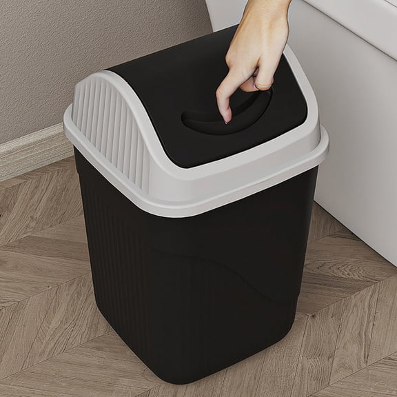 Lid Trash Can 4 Gallon - Small Space Office & Bathroom Waste Bin with Odor Control, Plastic Garbage Bin for Kitchen, Desk, Bedroom, Compact Square Design
