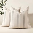 thumbnail image 1 of Chenchen Throw Pillow Covers 20x20 Set of 2 Striped Pillow Covers Textured Linen Decorative Pillows Square Cushion Covers for Sofa Couch Bed Living Room Farmhouse Decor, Grey, 1 of 1