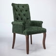 thumbnail image 4 of Upholstered Chenille Fabric Accent Dining Chair with Arms, Curved Solid Rubberwood Legs, Elegant Diamond Tufted Club Chair for Dining Room, Kitchen, Living Room,Olive Green, 4 of 9