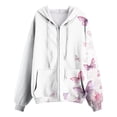 thumbnail image 4 of zaveiop Womens Oversized Hoodies Floral Butterfly Print Full Zip Long Sleeve Fall Sweatshirt Workout Drawstring Jackets with Pockets (Z2-White, M), 4 of 7