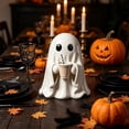 thumbnail image 6 of Halloween Ghost Holding Coffee Cup Figurine, Cute Funny Ghost Coffee Bar Resin Ornament, For Home Coffee Nook Tabletop Centerpieces Indoor Shelf Halloween Party Supplies,A, 6 of 7