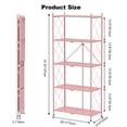 thumbnail image 3 of 5 Tier Foldable Shelf with Wheels, Portable Carbon Steel No Assembly Organizer, Collapsible Rolling Standing Utility Storage Rack for Kitchen Pantry Office, Pink, 3 of 5