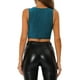 thumbnail image 3 of INSPIRAR CHIC Top Corto Sin Mangas con Brillo de Cuello Redondo y Cruce para Mujeres 2XL Azul Teal, 3 of 6