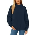 thumbnail image 6 of Womens Oversized Mock Neck Sweatshirts,Long Sleeve Pullover Plus Size Thick Tops,2025 Casual Fall Winter Outfits With Pockets Navy L, 6 of 7