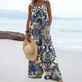 thumbnail image 2 of Dyegold Jumpsuits for Women Casual, Womens Jumpsuits Casual Floral Print Boho Wild Leg Overalls Long Pants Summer Stretch Sleeveless ​Square Neck Rompers, 2 of 6