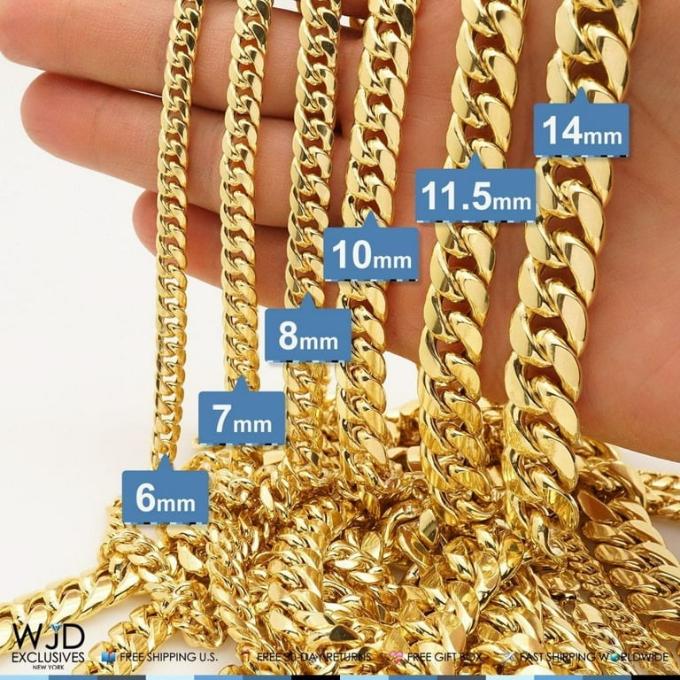 14K Yellow Gold Hollow Miami Cuban Link 9.5mm Chain Necklace 28