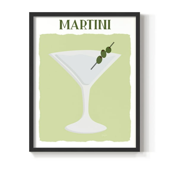 Martini in Black Solid Wood 8 x 10 Framed Print