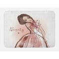 thumbnail image 1 of Beauty Bath Mat, Pencil Drawn Dreamy Girl with Long Hair, Plush Bathroom Decor Mat with Non Slip Backing, 29.5" X 17.5", Redwood Blush White, by Ambesonne, 1 of 2
