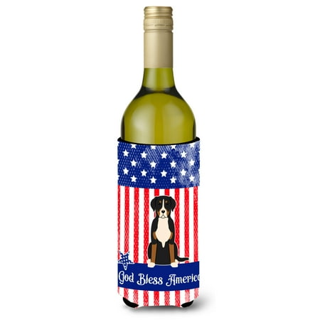 

Carolines Treasures BB3032LITERK Patriotic USA Greater Swiss Mountain Dog Wine Bottle Beverge Insulator Hugger Wine
