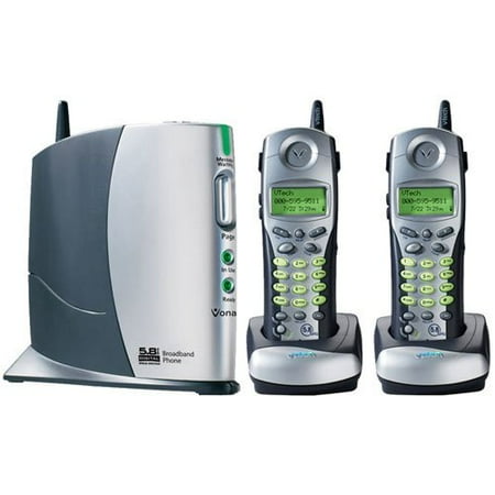 V-Tech VTIP8100-2 5.8 GHz Expandable Broadband Caller ID Speakerphone System, 2 Cordless Handsets (Vonage Certified)