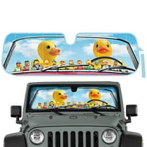Duck Duck Jeep Sun Shade Fits 1987-2021 Jeep Wrangler JK, JL, CJ, YJ, TJ & 2020-2021 Gladiator - Custom Fit Windshield Sunshade Foldable Accordion Interior UV Protection Sun Window Visor 53” x 16.5”