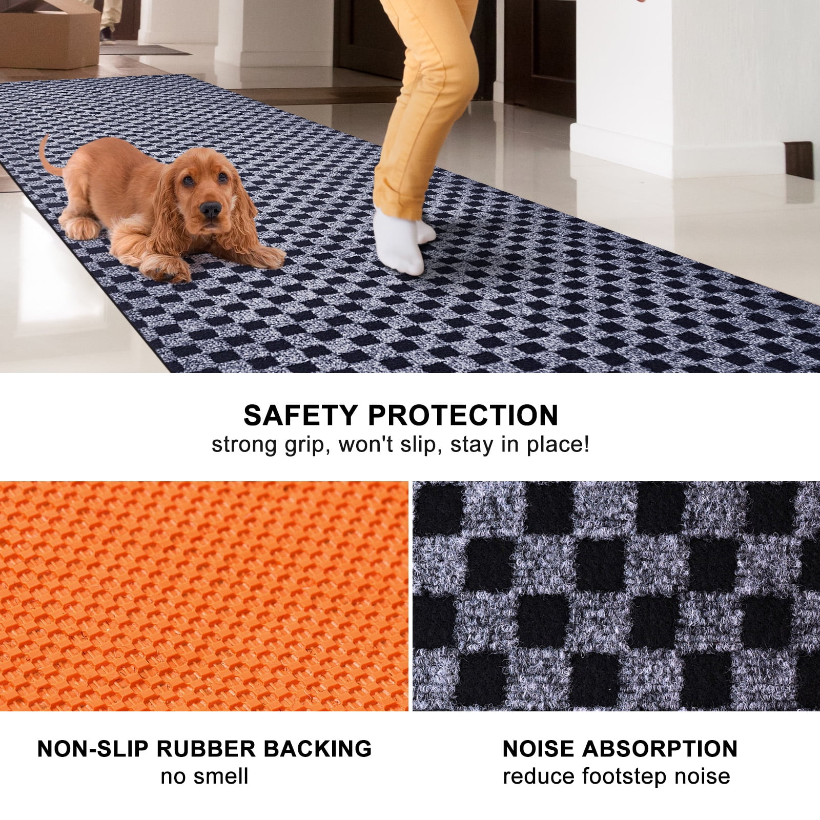 ANTPOP 2' x 20' Runner Rugs with Rubber Backing Outdoor Indoor Utility Non Slip Carpet for Hallway Custom Size Area Mat for Entryway Balcony Patio Kitchen Garage Stair Laundry