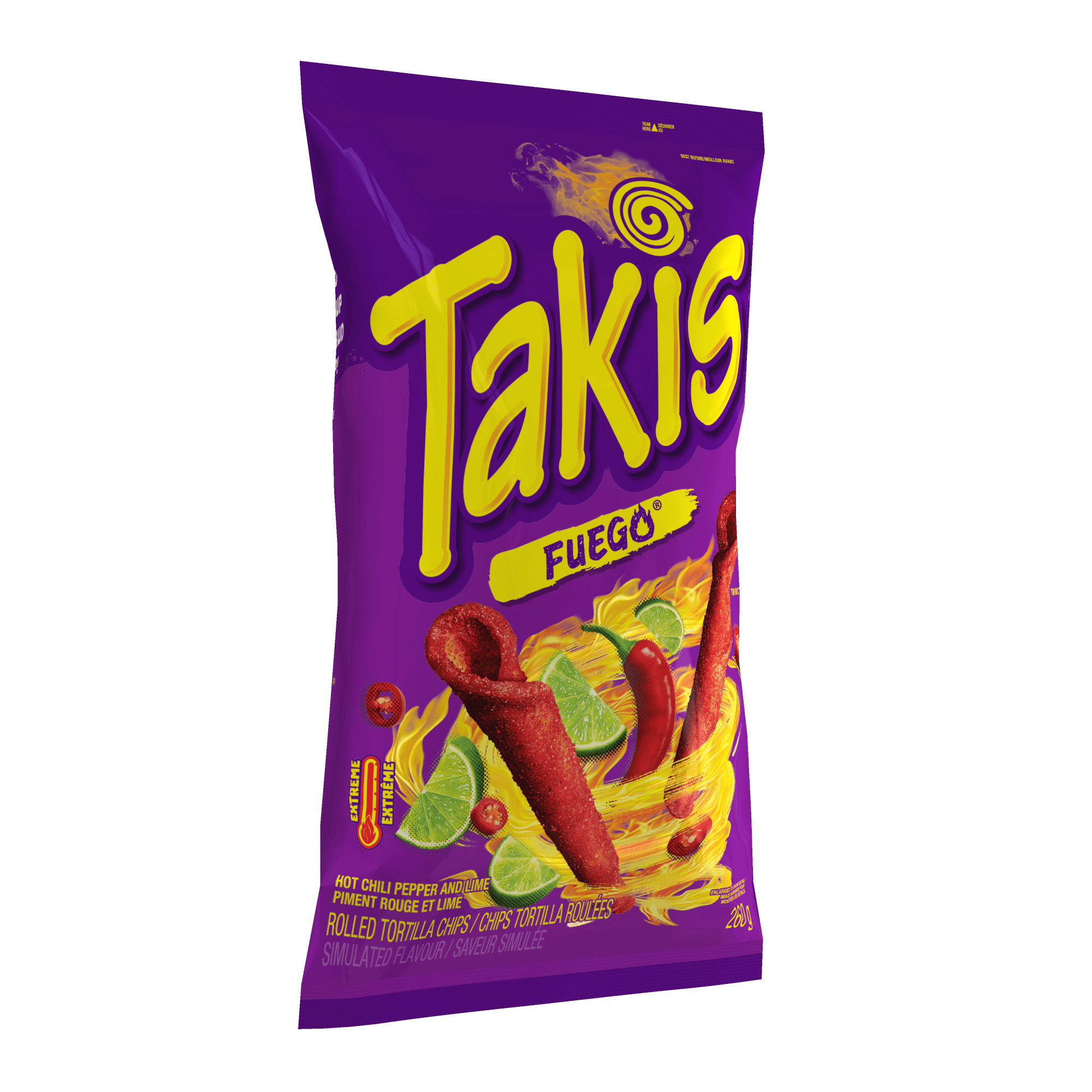 Takis® Fuego Spicy Chili Pepper and Lime Rolled Tortilla Chips, 260g, Takis® Fuego, 260 g