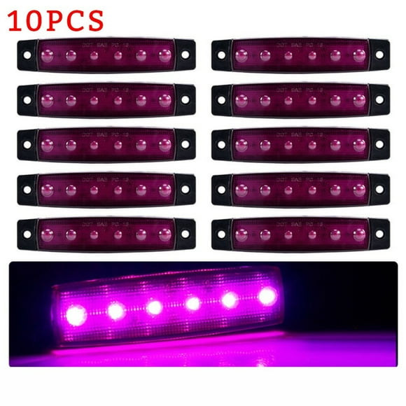BUYISI 10Pcs 6 Led Rock Light Oblong Purple Side Marker Lights Indicator Work Light For Car Truck Lorry Boat Accessories Replacement