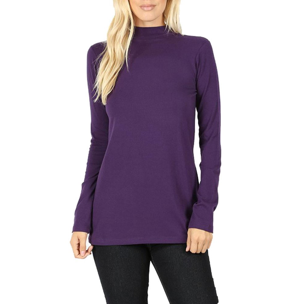 Niobe Clothing - Womens Long Sleeve Cotton Mock Neck Turtleneck Top ...