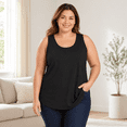 thumbnail image 7 of Afelkas Women's Plus Size Tank Tops Scoop Neck Sleeveless Stretch Tunic Shirts Wide Strap Basic Casual Undershirt for Everyday Wear Black,L, 7 of 7