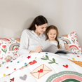 thumbnail image 4 of Manfei Valentine Rainbow Full Size Comforter Sets, Cherry Tulip Flower Bedding Comforter Set, White Red Green, Polkadot Reversible, 3-Piece, 1 Comforter and 2 Pillowcases, 4 of 7